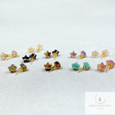Star Earrings, Rose Quartz Studs, Tiny Gold Plated Studs, Mix Gemstone Stud,Wire Wrap Studs, Gift For Her, Dainty Earrings, Star Studs, Gift